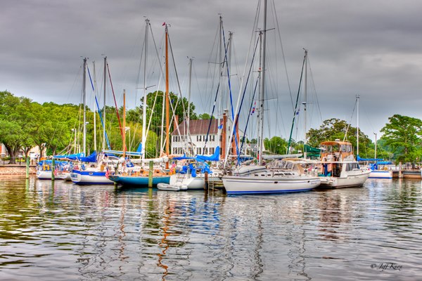 Sailboats docked in Edenton, NC