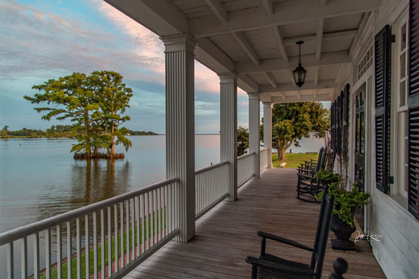 Front porch overlooking water in Edenton, NC